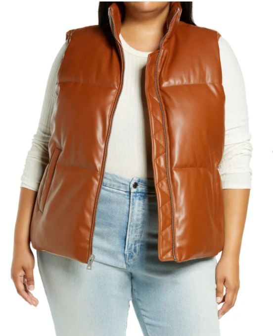 brown leather vest