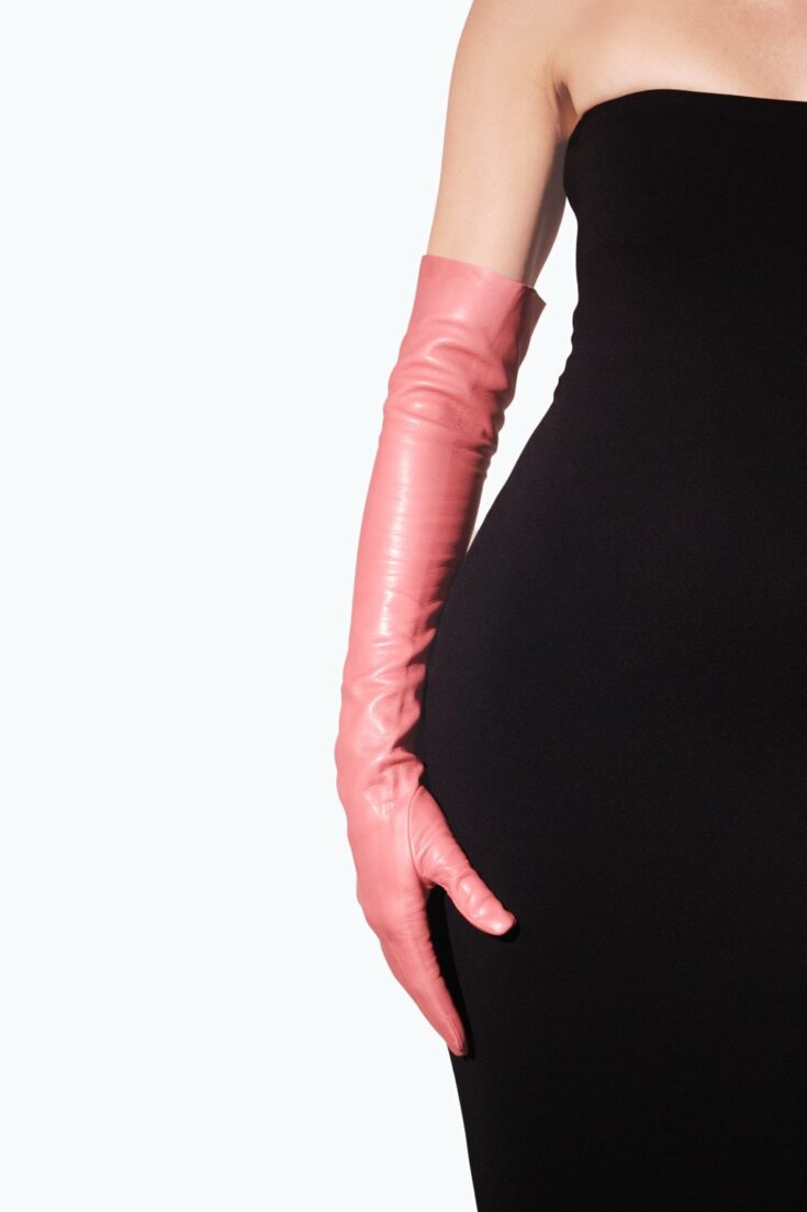 Pink Elegant Long Leather Gloves 1512x
