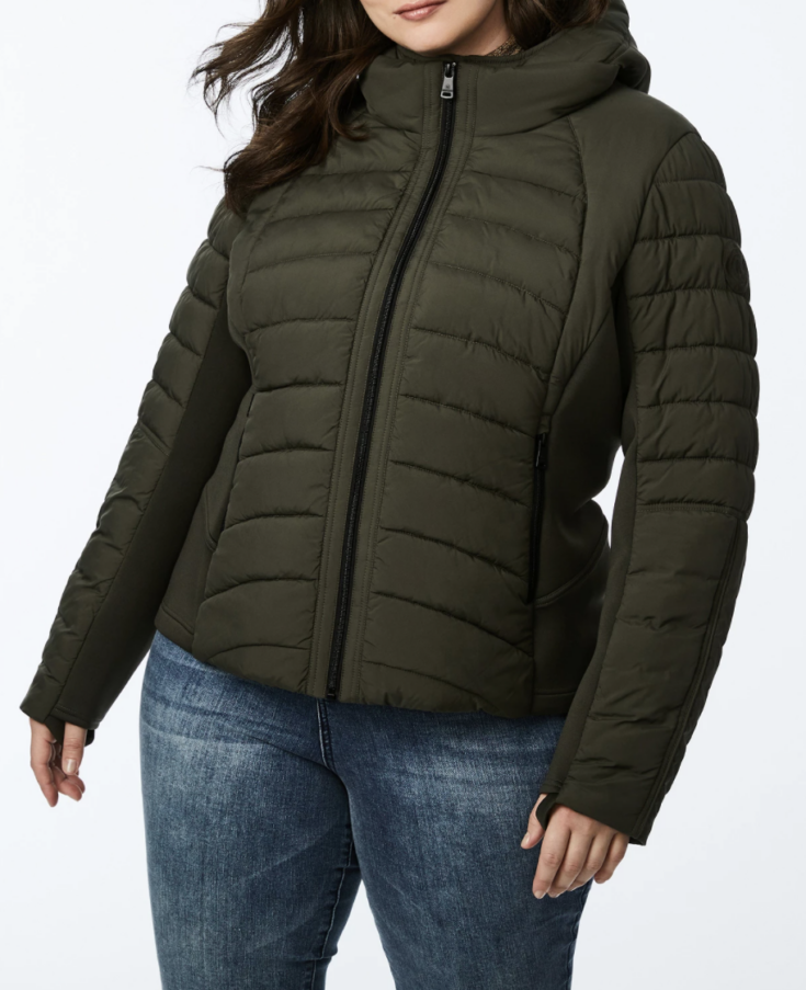 Plus Size Ecoplume Packable Coat with Removable Bib