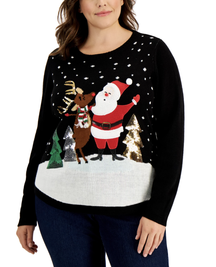 Plus Size Embellished Santa Sweater Created for Macys