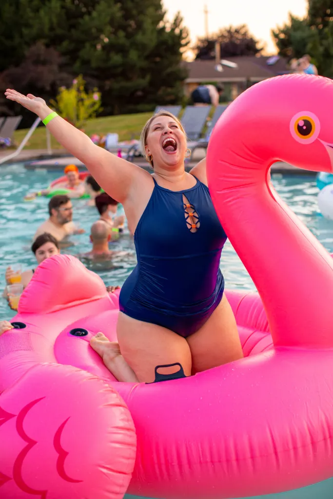 Can we All Go Plus size stock image of plus size woman in pool