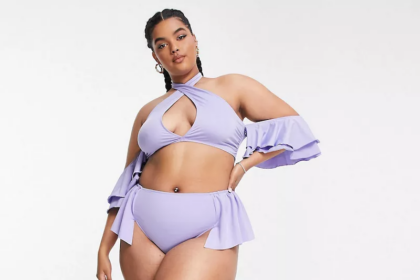 ASOS LUXE Curve ruffle bikini set in lilac