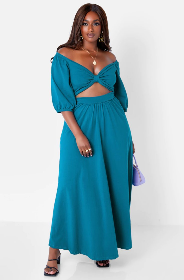 Want It All Twist Front Cut Out Maxi A Line Dress 1
