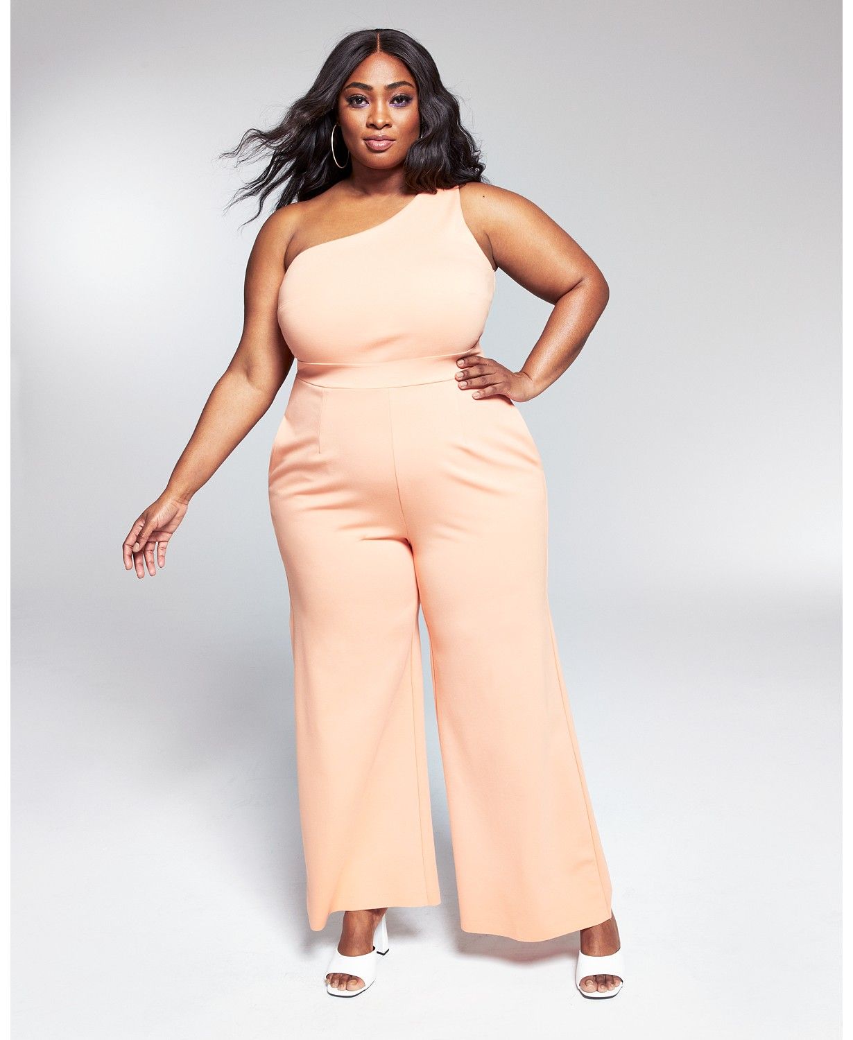 Bar III GooGoo Atkins Plus Size One-Shoulder Knit Jumpsuit