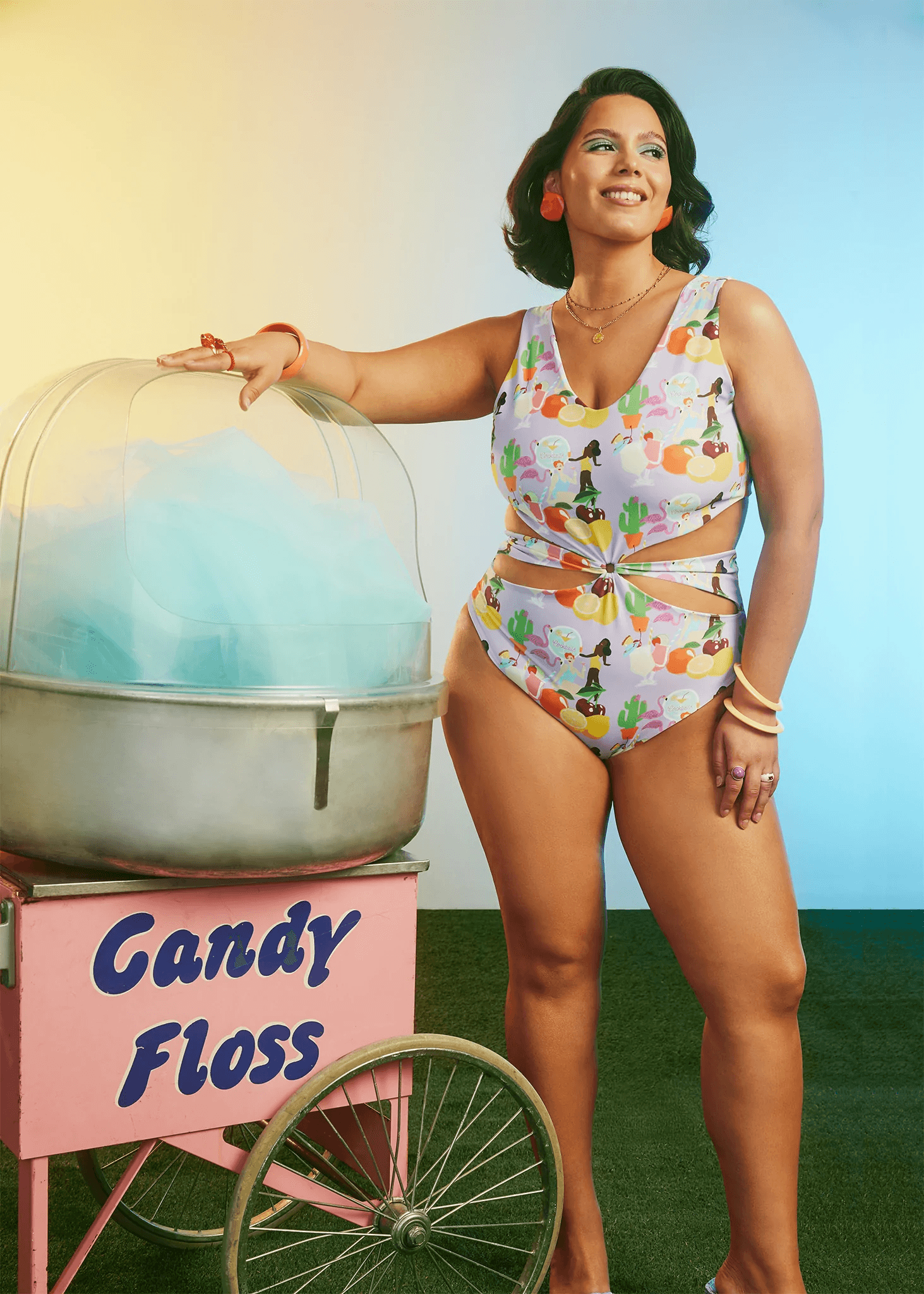 Hilary MacMillan Swim 22- COCKTAIL PRINT CUT OUT ONE PIECE