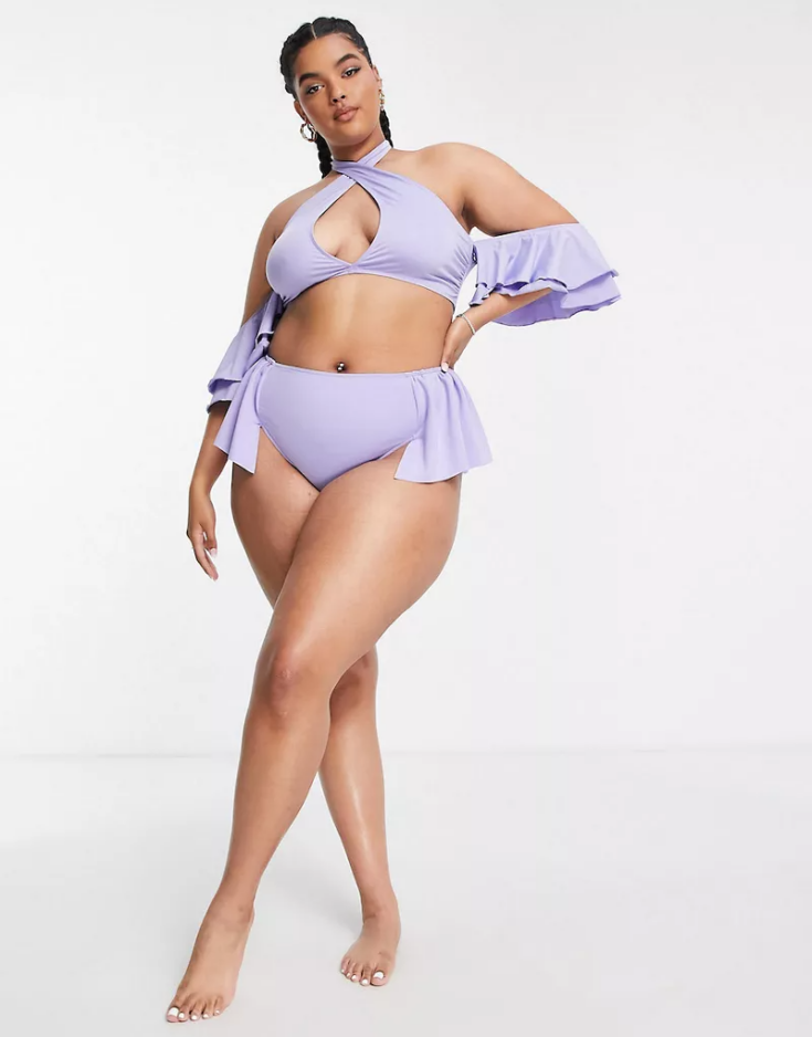 ASOS LUXE Purple curvy pleated bikini