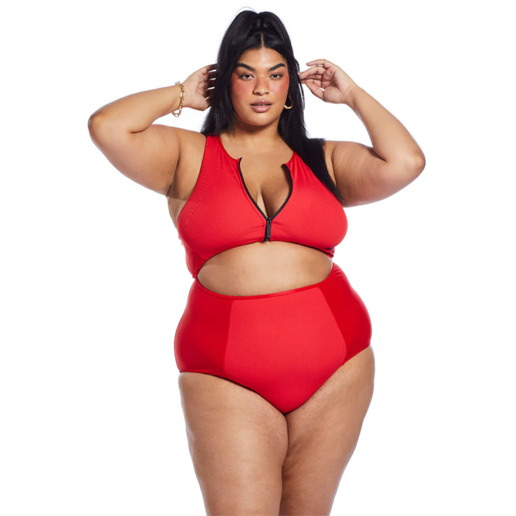 Serena Suit Red Ribbed