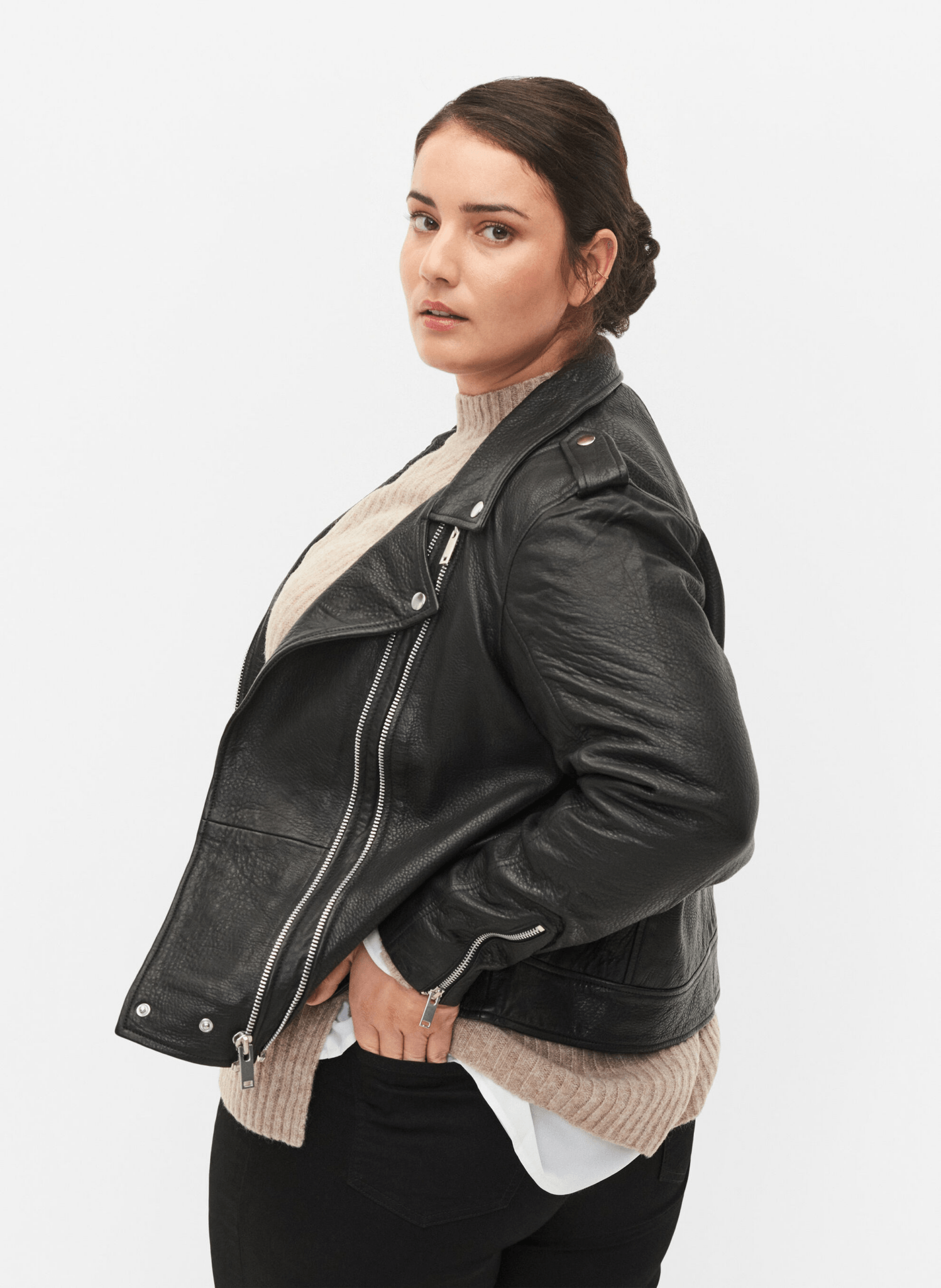 plus size leather moto jacket