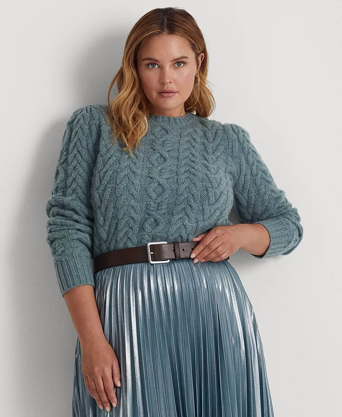 Plus Size Aran Knit Wool Cashmere Sweater 1 1
