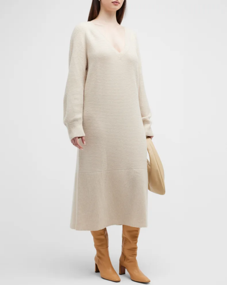 Plus Size Cashmere Wool Midi Sweater Dress 1