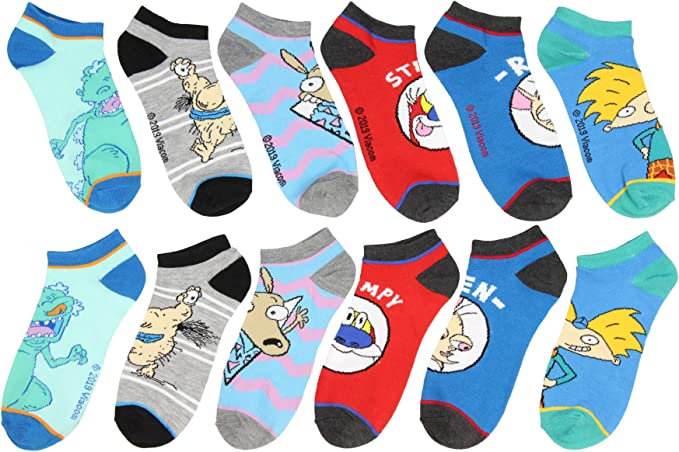 Nickelodeon 90s Rugrats socks with Rockos Modern Life Ren And Stimpy Real Monsters Hey Arnold and Reptar 6 pack Ankle Socks 1