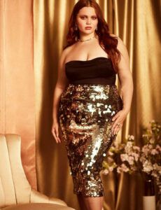 Sequin Column Midi Skirt