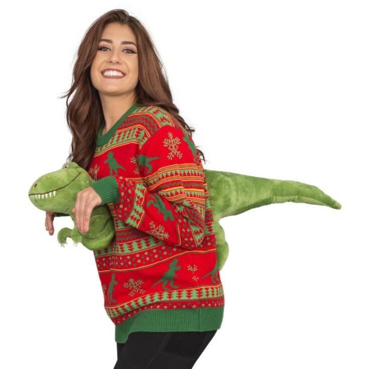 Women E2 80 99s 3D T Rex Plushie Ugly Christmas Sweater 3.jpgv1667581001