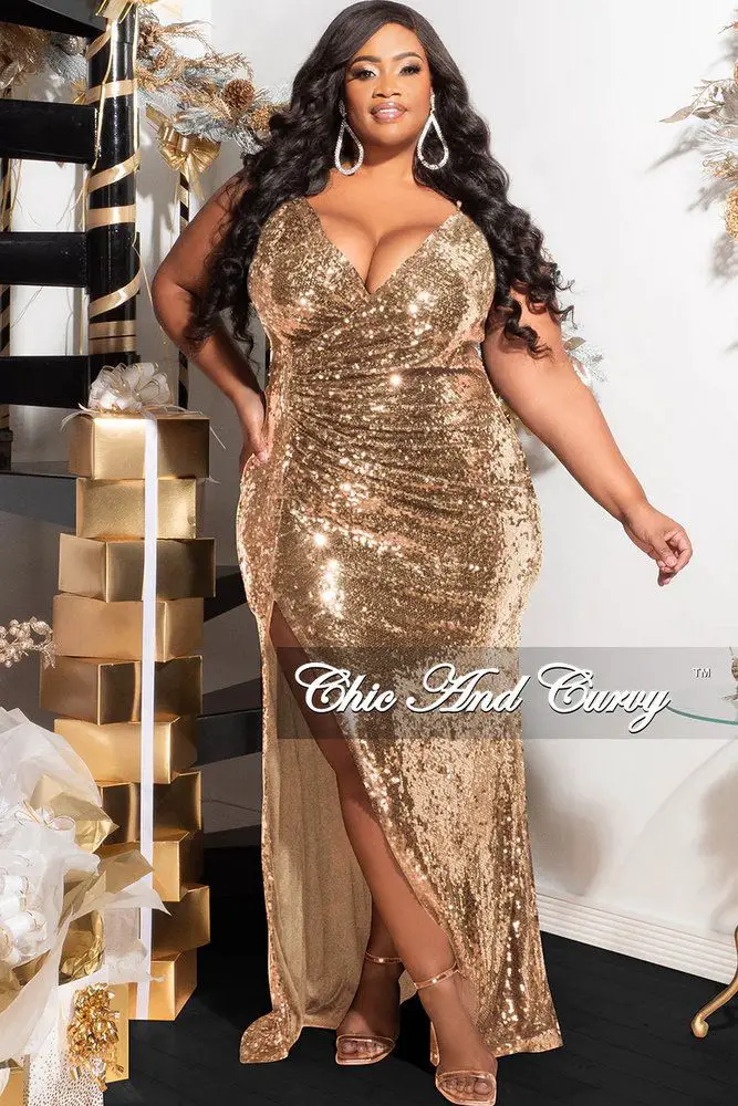 Plus size 2025 gold cocktail dress