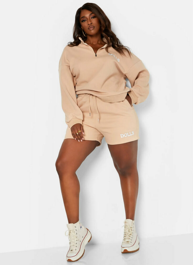 Keep It Movin Embroidered Drawstring Shorts Camel 1