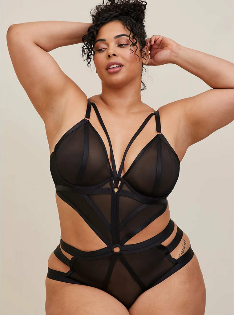 Torrid Super Sexy Lingerie Collection-OVERT STRAPPY MESH BODYSUIT