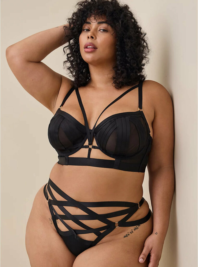 OVERT STRAPPY MESH UNDERWIRE BRA WITH MESH CUPS