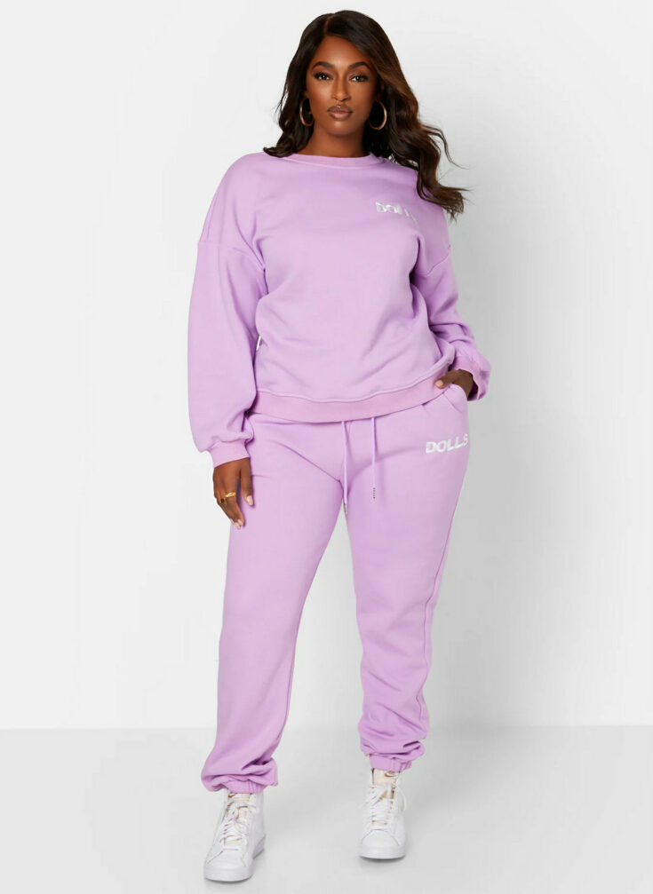 On The Run Embroidered Drawstring Jogger Sweatpants W. Pockets Lilac 1