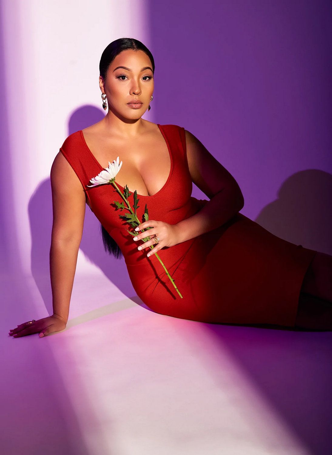 Plus Size Red Dress -Snatch Me Up Bandage V Neck Midi Bodycon Dress- featured