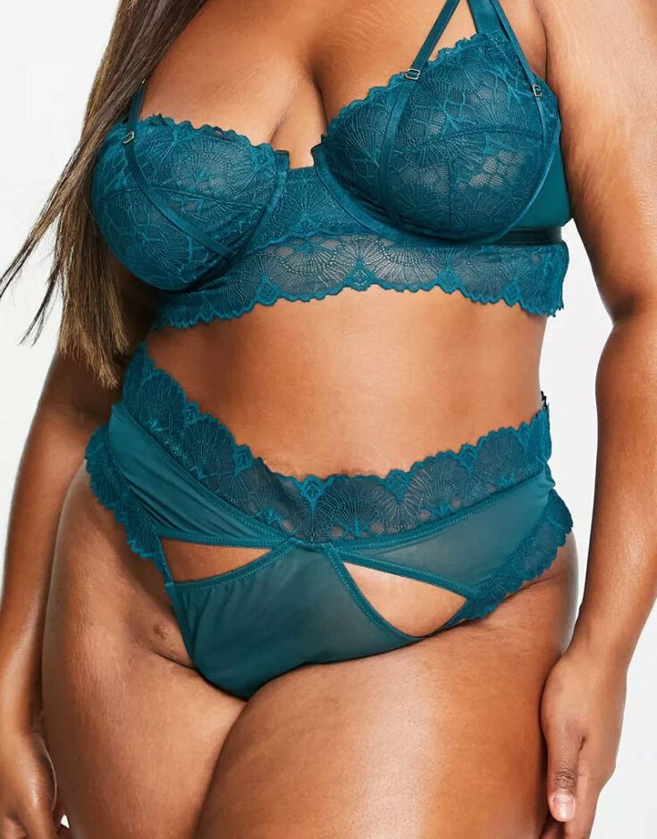 Wolf Whistle Curve Exclusive lace lingerie set in teal