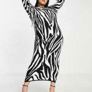 I Saw It First Plus knit midi dress in zebra print