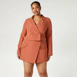 Plus Size Double Breasted Cropped Blazer