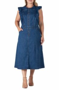 Ruffle Sleeveless Denim Dress