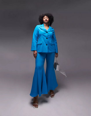 TOPSHOP CURVE LIMITED EDITION flared pants in blue