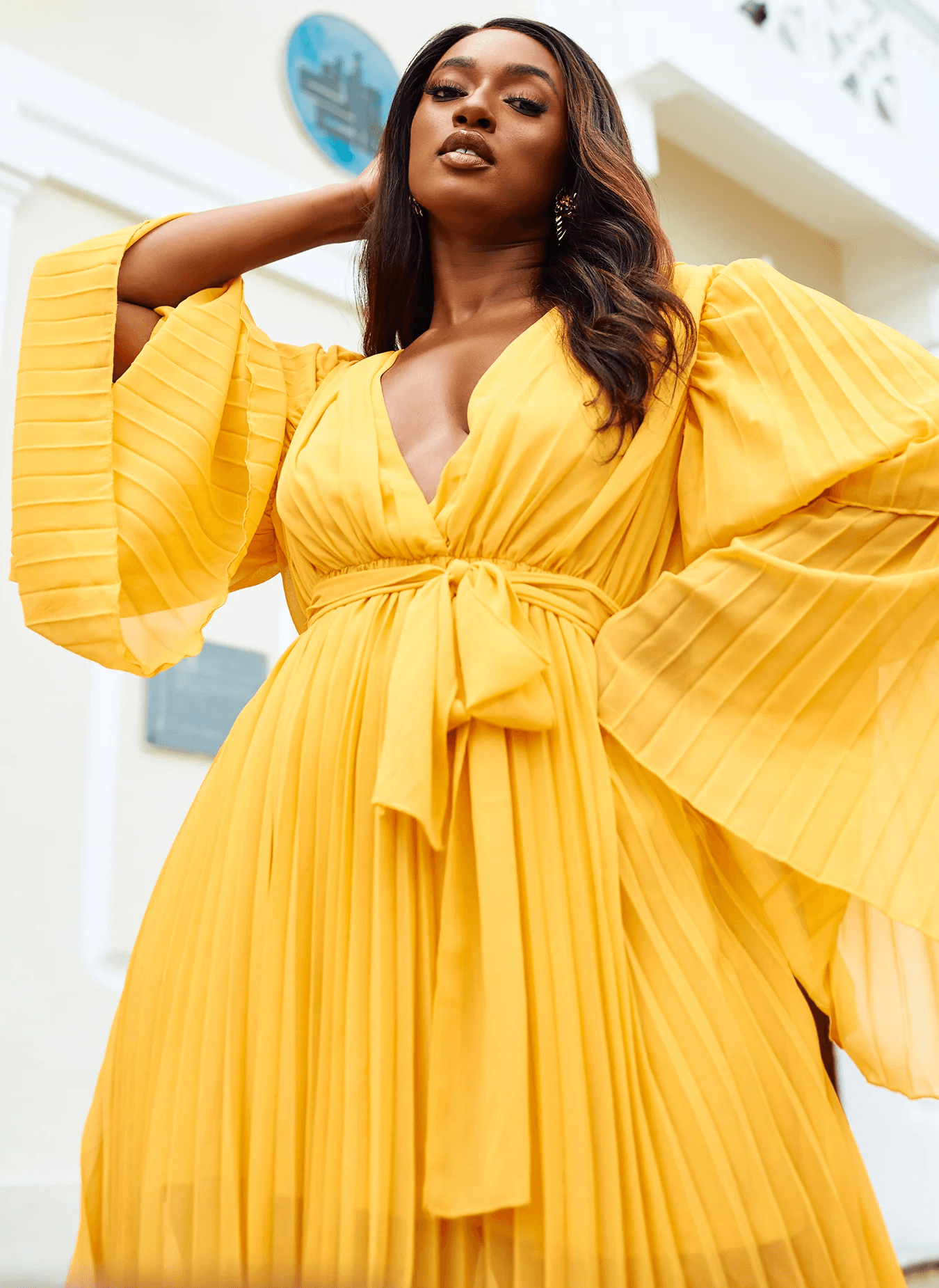 Rebdolls Spring Collection - ANIKA WIDE PLEATED MINI A LINE DRESS