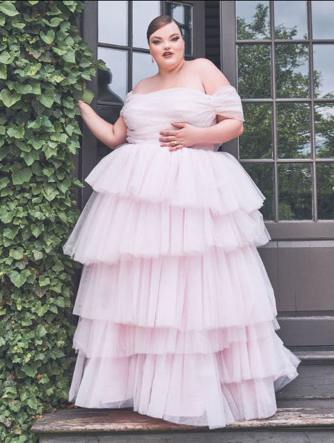 Bridal by ELOQUII Mixed Tulle Gown - Eloquiias- plus size pink wedding dresses 