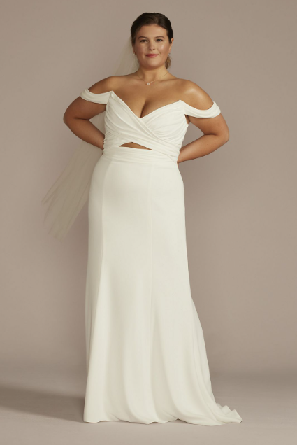 Recycled Crepe Swag Sleeve Wedding Dress Davids Bridal