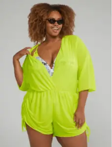 Side Drawstring Romper Cover-Up - Fashion to Figure
