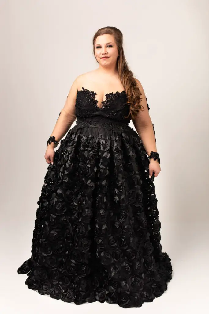 Zara Gown with Satin Rosette Skirt - Hannah Caroline Couture