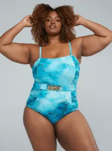 Belted Ruched One-Piece Swimsuit - Fashion to Figure