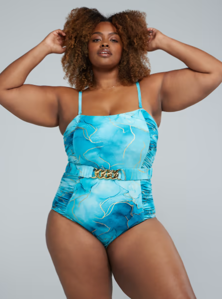 Fashion one-piece swimsuit with ruched waist to flatter your figure
