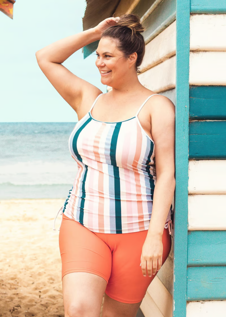 Plus Size Maya Swim Top With Removable Cups With Swim Shorts - Calypssa
