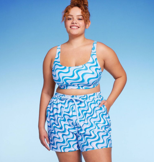 Women's 5 Board Swim Shorts - Wild Fable Multi Blue Swirl Print - Target