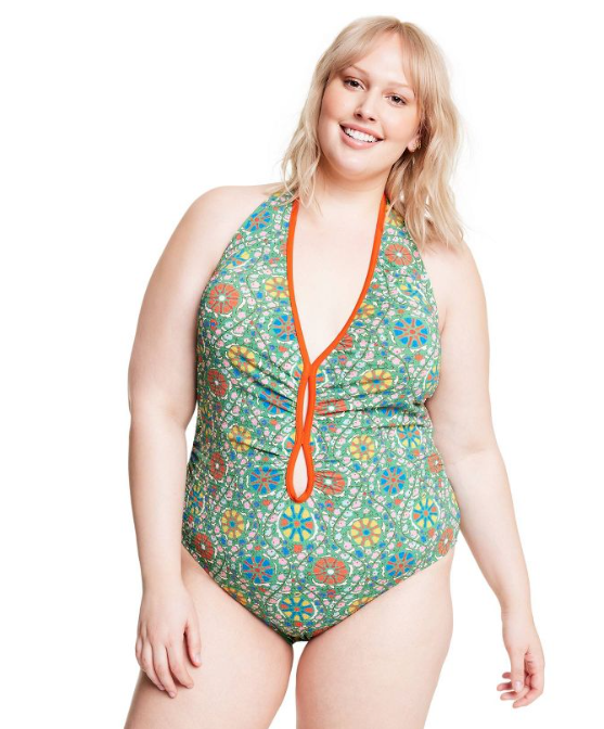 Womens Zinnia Floral Print Halter High Leg Cheeky One Piece Swimsuit Target
