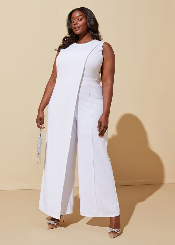 Draped Crystal Trimmed Jumpsuit