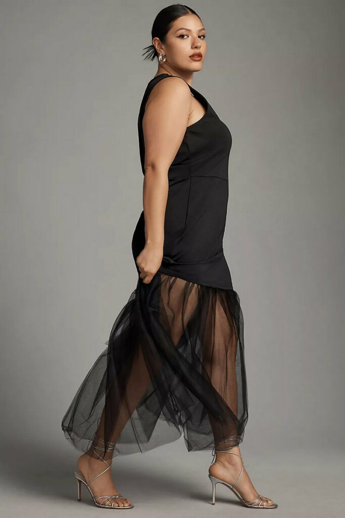 Little Black Dresses for the Summer Maeve Tulle-Hem Slim Tank Dress