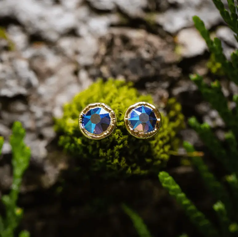 SWAROVSKI CRYSTAL LIGHT BLUE A/B ROUND POST EARRINGS - Nature's Twist