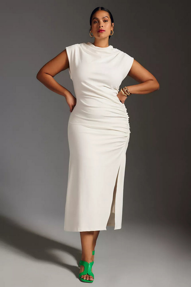 The Maya Ruched Cowl Neck Dress