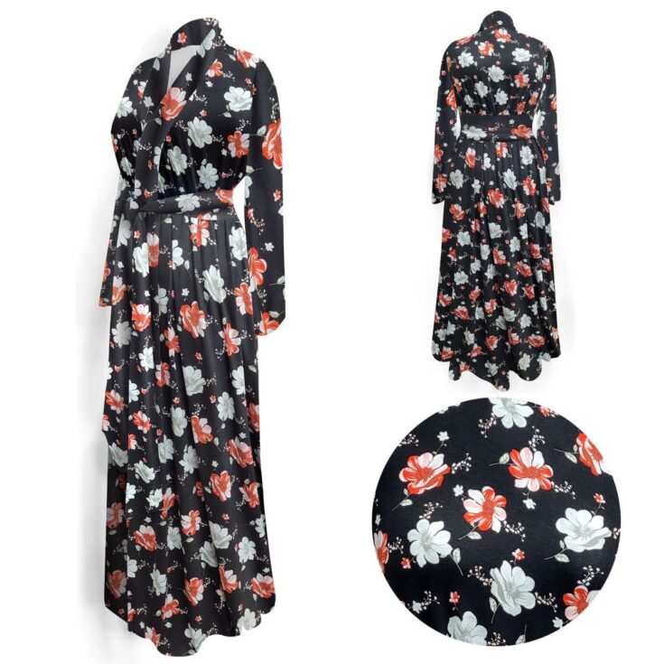 Image for Night Bloom Print Ultra Soft Robe with Attached Belt