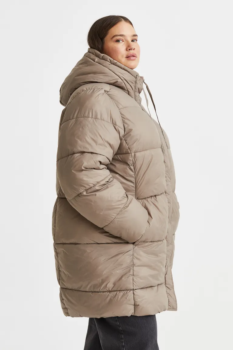 H&M+ Hooded Puffer Jacket Fall plus size shopping tips