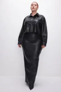 PLUS SIZE FAUX LEATHER MAXI SKIRT
