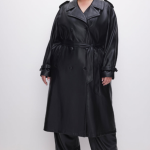 Plus Size FAUX LEATHER TRENCH COAT
