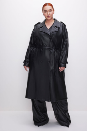 Plus Size FAUX LEATHER TRENCH COAT