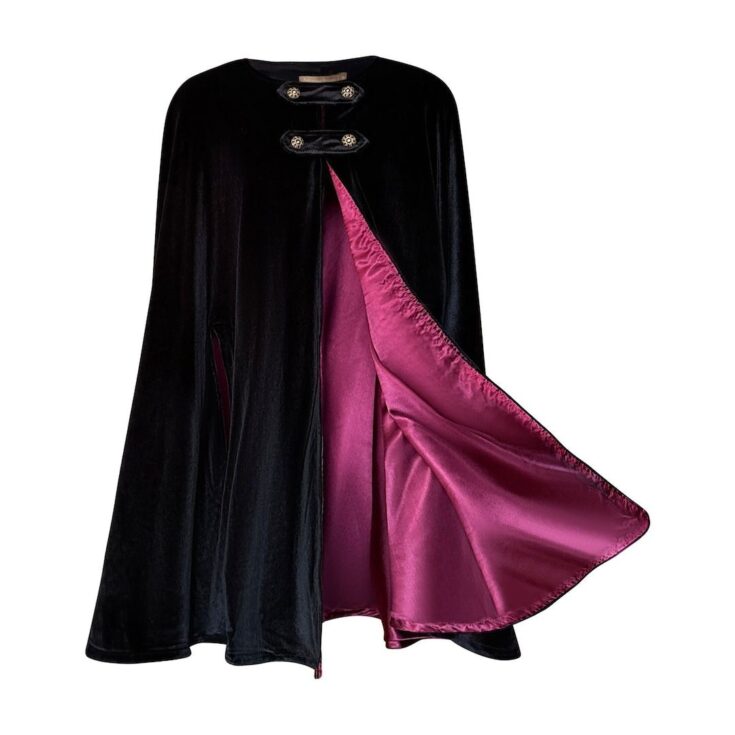 Image for Black Velvet Cape Lined in BURGUNDY Satin Medium Length - Etsy