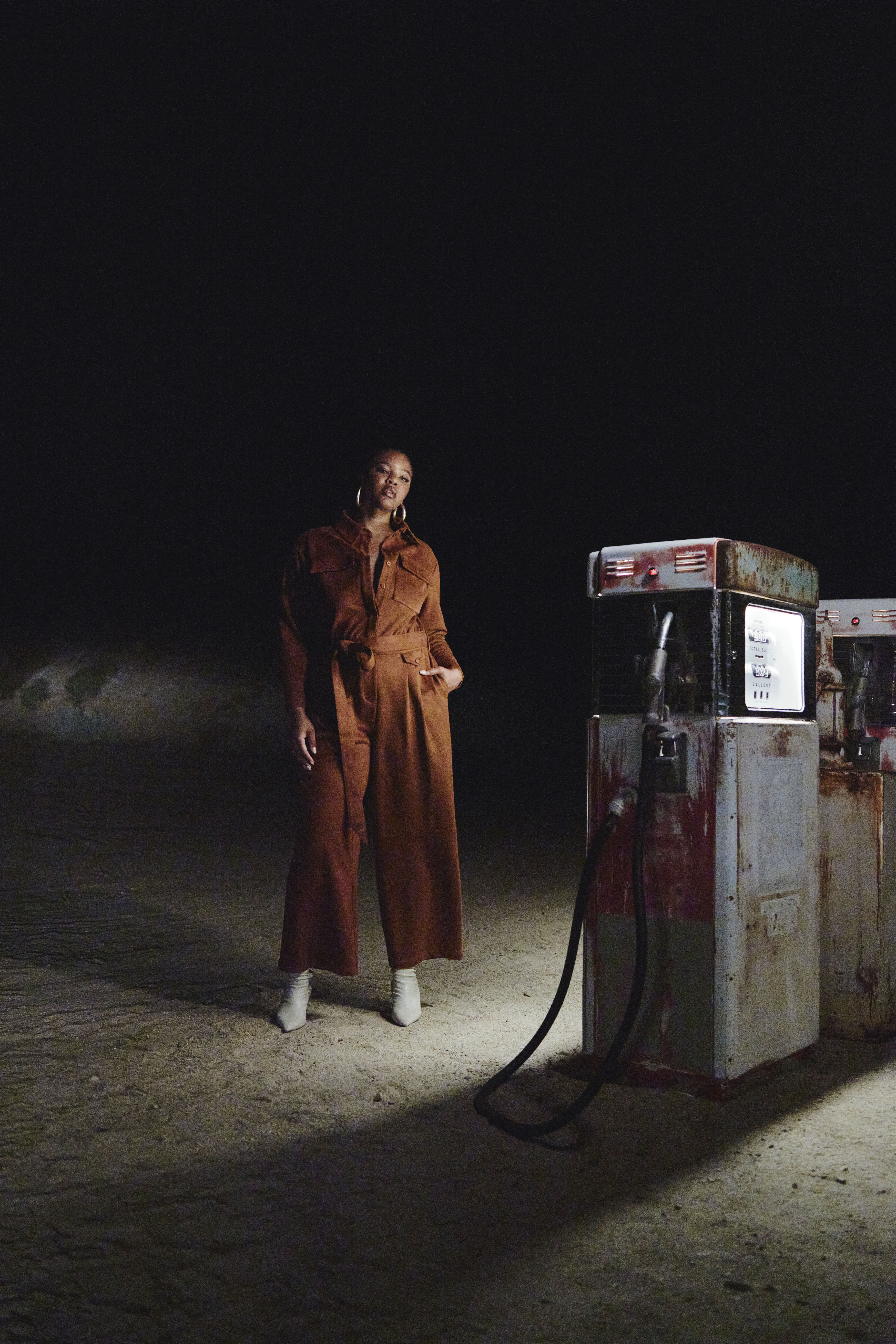 Barkwood x ELOQUII Suede Jumpsuit With Belt
