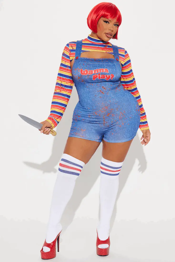 Wanna Play Bloody Evil Doll 5 Piece Costume Set Multi Color
